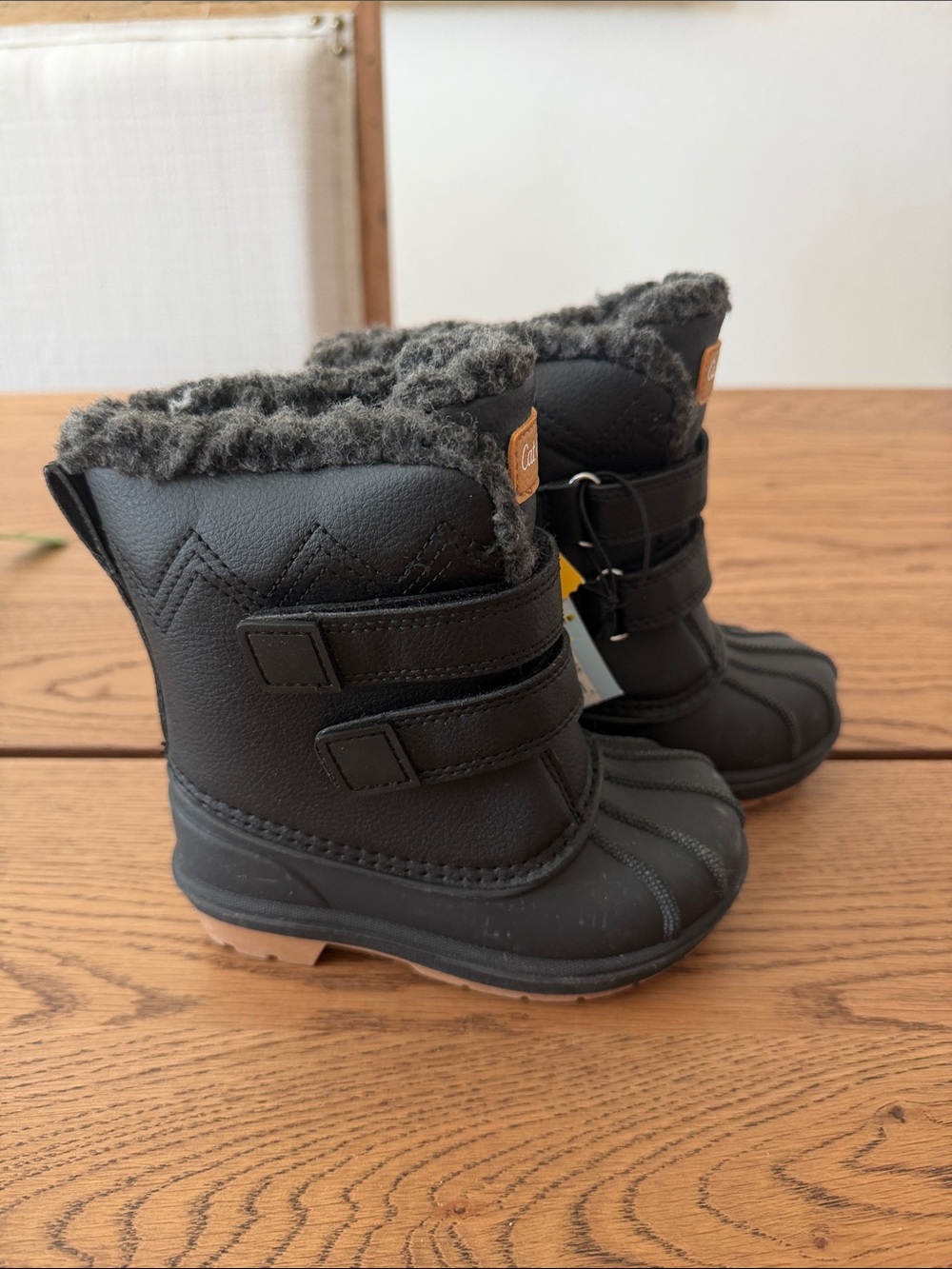 Cat & Jack Kids Winter Boots - Black Faux-Fur Lined Snow Boots